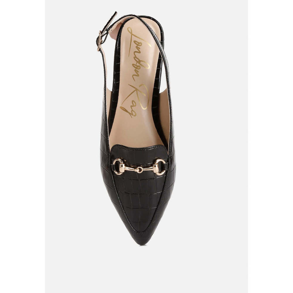 Trempe Croc Slingback Flat Sandals - Picture 4 of 5